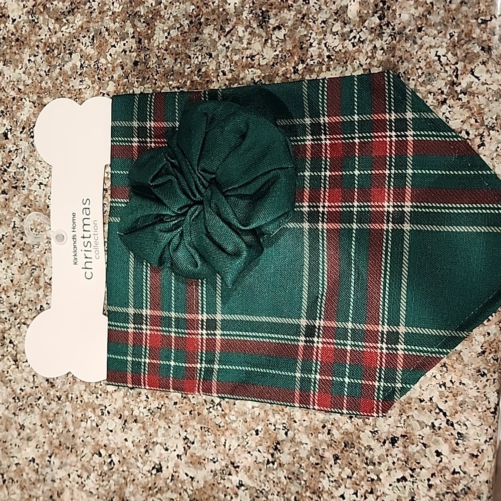 Christmas dog bandana and owner hair scrunchie